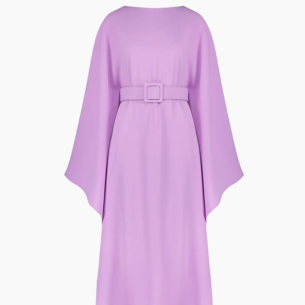 Mac Duggal CREPE Belted Shawl Gown size XL purple like NEW